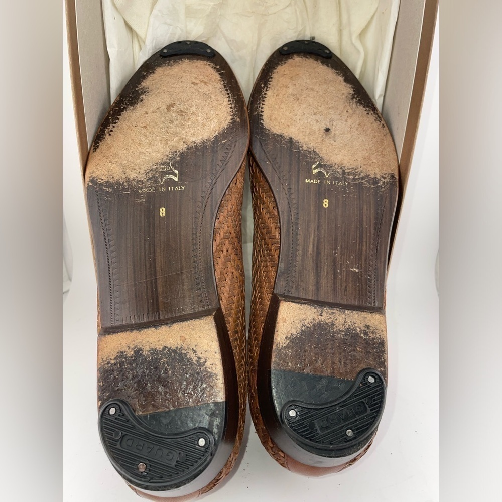 MIGLIORE men shoes Made in Italy loafer basket weave leather brown Size 8 - Picture 4 of 9